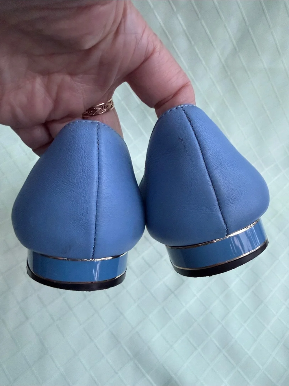 Fendi Lavender Blue Leather Ballet Flats
